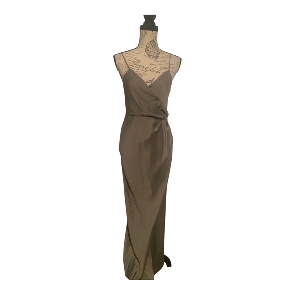 BHLDN Freya Satin Charmeuse Dress, Moss Green